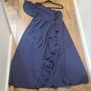 Elegant Navy One-Shoulder Dress
